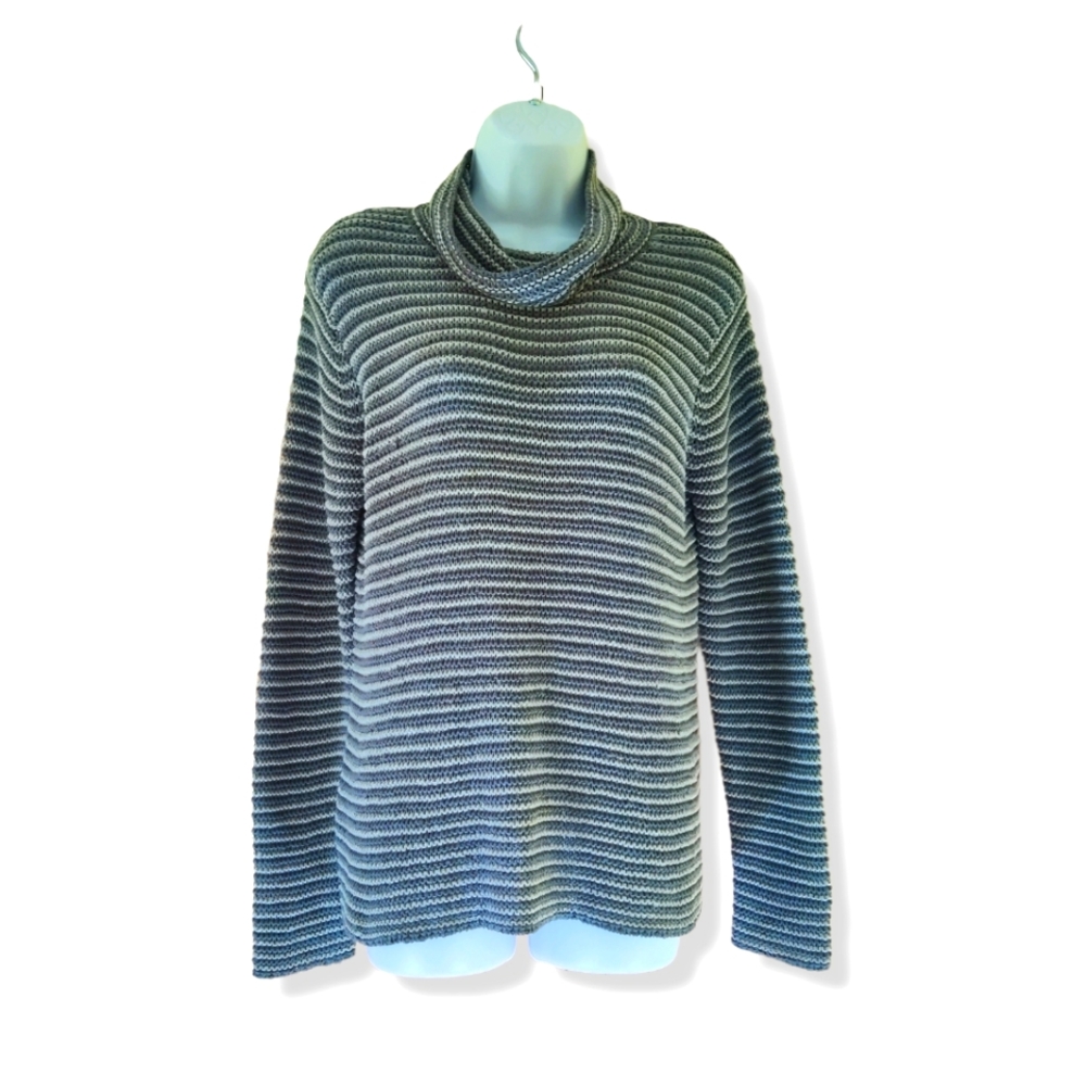Josephine Chaus gray & white cowl sweater, S
